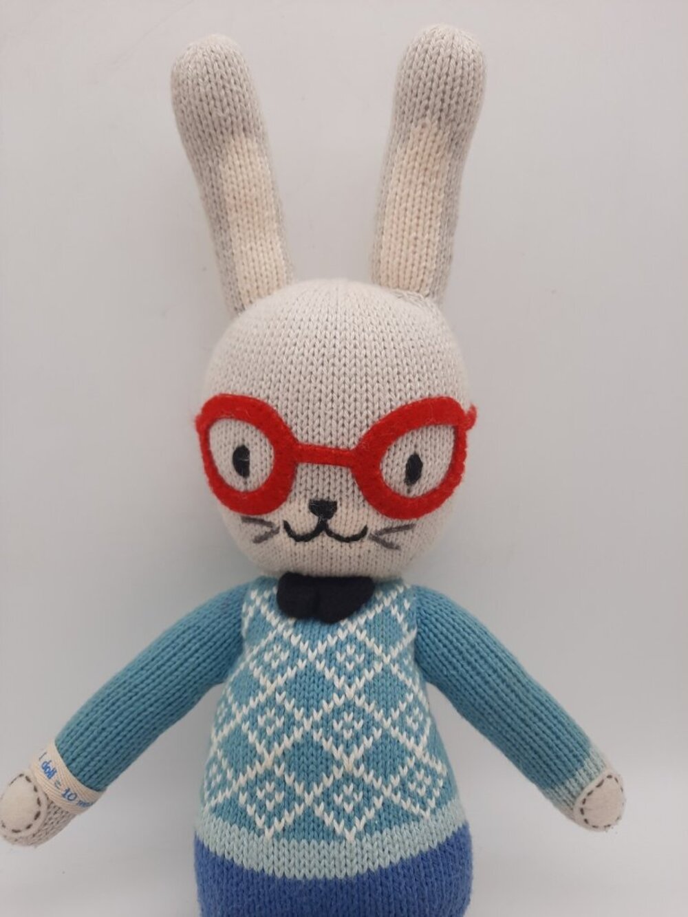 CUDDLE + KIND Approx 16" Benedict the Bunny Crochet Rabbit Plush Made In Peru - Picture 2 of 10